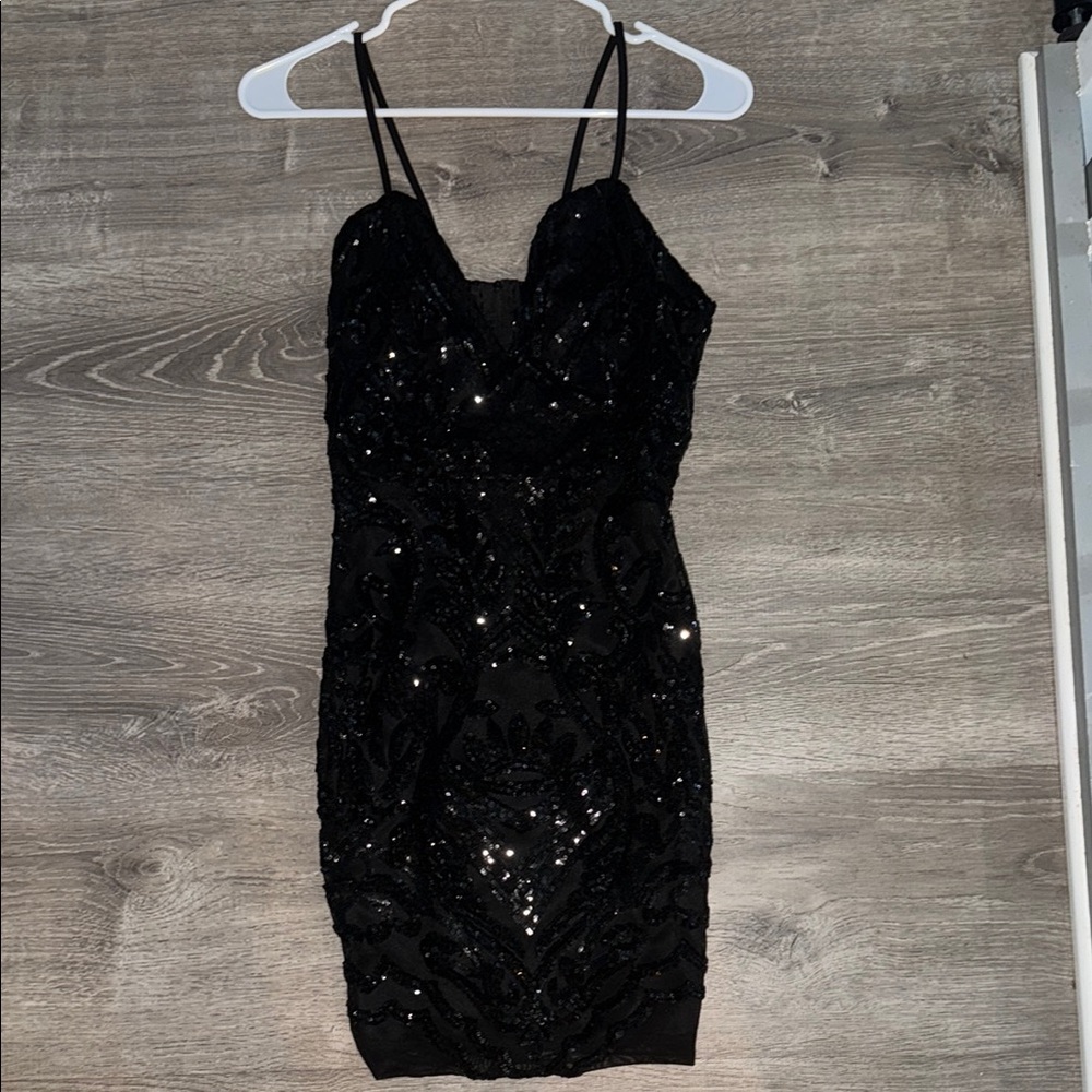 Banjul Black Sequin Bodycon Mini Dress